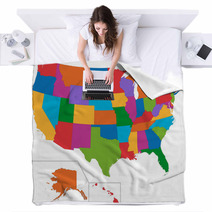 Colorful USA Map Blankets 56921983