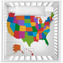 Colorful USA Map Nursery Decor 56921983