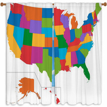 Colorful USA Map Window Curtains 56921983