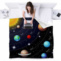 Colorful Vector Solar System Blankets 71482282