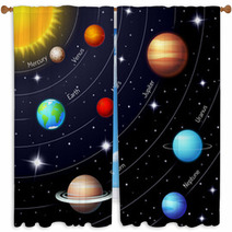 Colorful Vector Solar System Window Curtains 71482282