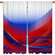 Colorful Waves Isolated Abstract Background Red And Blue White Window Curtains 71395848