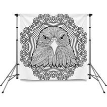 Coloring Page For Adults Stern Eagle On A Background Of A Circular Mandala Pattern Backdrops 125997885