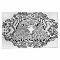 Coloring Page For Adults Stern Eagle On A Background Of A Circular Mandala Pattern Rugs 125997885