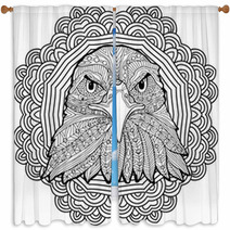 Coloring Page For Adults Stern Eagle On A Background Of A Circular Mandala Pattern Window Curtains 125997885