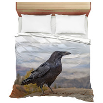 Common Raven On A Rock Ledge Bedding 56657118