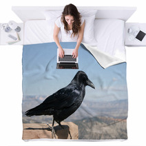 Common Raven With Bryce Canyon National Park In Background Blankets 88774380