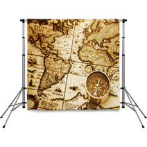 Compass On Vintage Map Backdrops 90138995