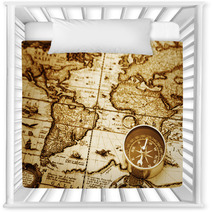 Compass On Vintage Map Nursery Decor 90138995