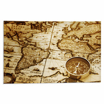Compass On Vintage Map Rugs 90138995