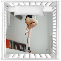 Competition In Artistic Gymnastics Female Gymnast Exercises On Balance Beam Nursery Decor 142927808
