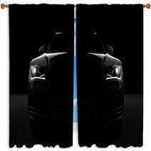 Computer Generated Image Of A Sports Car, Studio Setup, On A Dark Background. Window Curtains 87149180