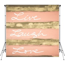 Concept Image Of Live Laugh Love Motivational Quote Hand Written On Vintage Painted Wooden Wall Backdrops 98341710
