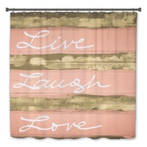 Concept Image Of Live Laugh Love Motivational Quote Hand Written On Vintage Painted Wooden Wall Bath Decor 98341710