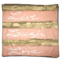 Concept Image Of Live Laugh Love Motivational Quote Hand Written On Vintage Painted Wooden Wall Blankets 98341710