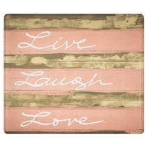 Concept Image Of Live Laugh Love Motivational Quote Hand Written On Vintage Painted Wooden Wall Rugs 98341710