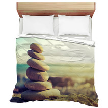Concept Of Balance And Harmony Rocks On The Coast Of The Sea Bedding 55578965