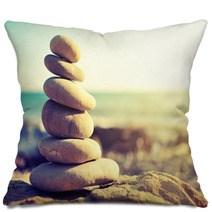 Concept Of Balance And Harmony Rocks On The Coast Of The Sea Pillows 55578965