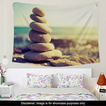 Concept Of Balance And Harmony Rocks On The Coast Of The Sea Wall Art 55578965
