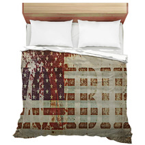Concept Zombie And Old Grunge USA Flag Background Bedding 64768026