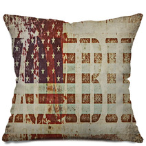 Concept Zombie And Old Grunge USA Flag Background Pillows 64768026