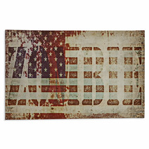 Concept Zombie And Old Grunge USA Flag Background Rugs 64768026