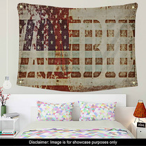 Concept Zombie And Old Grunge USA Flag Background Wall Art 64768026