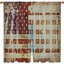 Concept Zombie And Old Grunge USA Flag Background Window Curtains 64768026