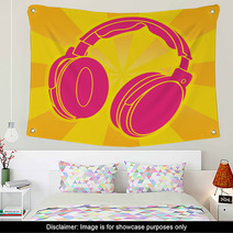 Conceptual Design With Headphone Silhouette Wall Art 49749214