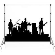 Concert Of Rock Band On A White Background Backdrops 94130575