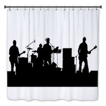 Concert Of Rock Band On A White Background Bath Decor 94130575