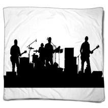 Concert Of Rock Band On A White Background Blankets 94130575