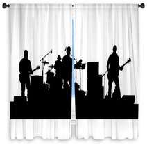Concert Of Rock Band On A White Background Window Curtains 94130575