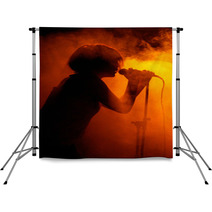 Concert Photo Of Female Singer Holding Microphone Backdrops 68519909