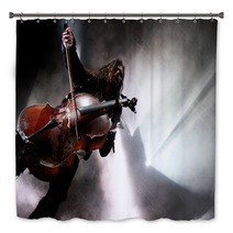Concert Photo Of Man Playing Cello With Background Lights Bath Decor 68519896
