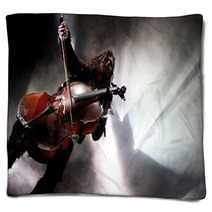 Concert Photo Of Man Playing Cello With Background Lights Blankets 68519896