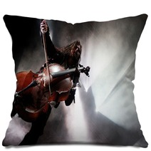 Concert Photo Of Man Playing Cello With Background Lights Pillows 68519896