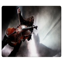 Concert Photo Of Man Playing Cello With Background Lights Rugs 68519896