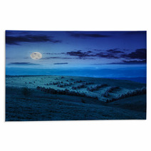 Coniferous Forest On A  Mountain Slope At Night Rugs 68030074