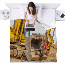 Construction Site - Excavator With Removable Bucket Blankets 56883160