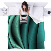 Convex Monochrome Shiny Waves In Emerald. Blankets 65429766