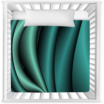 Convex Monochrome Shiny Waves In Emerald. Nursery Decor 65429766