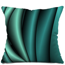 Convex Monochrome Shiny Waves In Emerald. Pillows 65429766