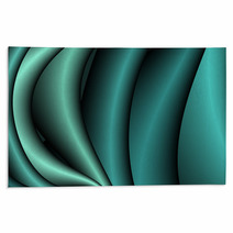 Convex Monochrome Shiny Waves In Emerald. Rugs 65429766
