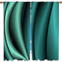 Convex Monochrome Shiny Waves In Emerald. Window Curtains 65429766