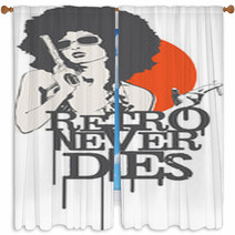 Cool Afro Woman Retro Never Dies Window Curtains 31055040