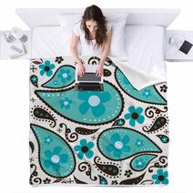 Cool Blue Paisley Blankets 16822557