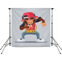Cool Monkey Rapper Character In Modern Clothes Vector Flat Cartoon Illustration Backdrops 137578430