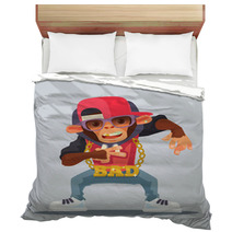 Cool Monkey Rapper Character In Modern Clothes Vector Flat Cartoon Illustration Bedding 137578430