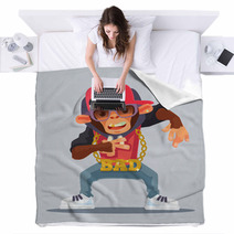 Cool Monkey Rapper Character In Modern Clothes Vector Flat Cartoon Illustration Blankets 137578430
